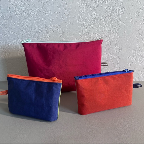 Handmade Water-Repellent Nylon Vacation Colorblock Go Pouch Solid Colored Set - Picture 2 of 16